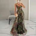 Elegant Pleated Mesh Evening Dress
